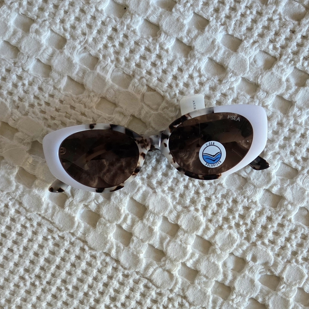 Anthropologie I-SEA Marley Sunglasses Ivory Blonde Tort - Picture 2 of 8